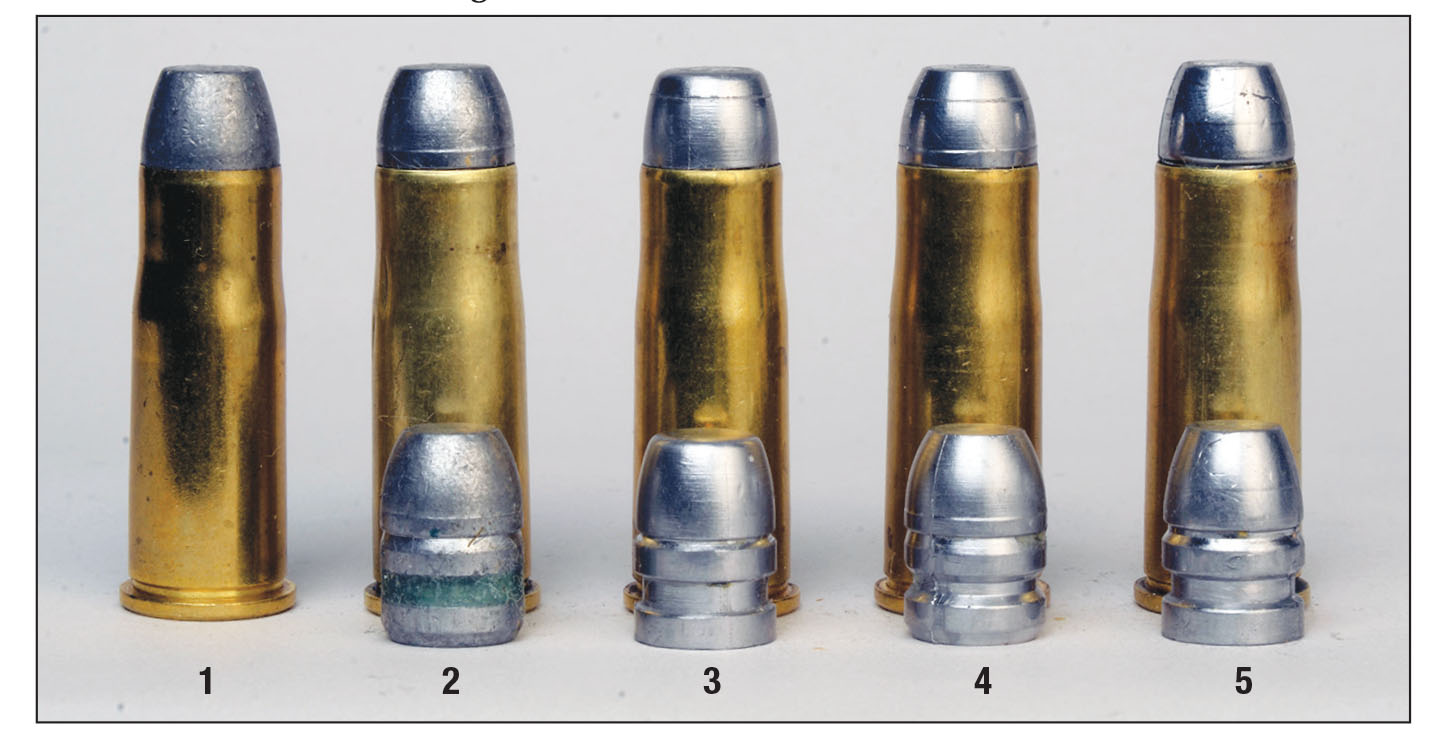 Factory loads and handloads Mike fired in all three Winchester .38-40s include: (1) a Black Hills Cowboy factory load with a 180-grain bullet, (2) a handload with a 177-grain Oregon Trail cast bullet, (3) a handload with a 180-grain RCBS bullet 40-180-CM, (4) a handload with a 183-grain Magma 3840-180-RNFP and (5) a handload with a 180-grain Accurate Molds 40-175H bullet.